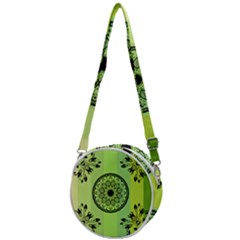 Green Grid Cute Flower Mandala Crossbody Circle Bag by Magicworlddreamarts1