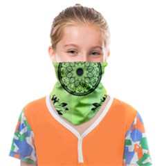 Green Grid Cute Flower Mandala Face Covering Bandana (kids) by Magicworlddreamarts1