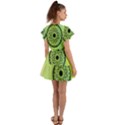 Green Grid Cute Flower Mandala Flutter Sleeve Wrap Dress View2