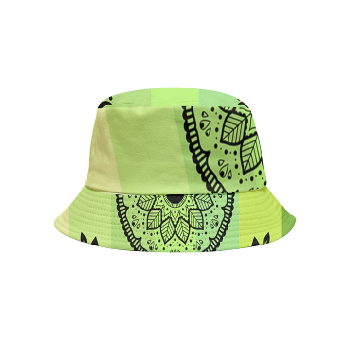 Green Grid Cute Flower Mandala Bucket Hat (Kids)