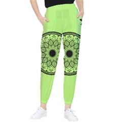 Green Grid Cute Flower Mandala Tapered Pants