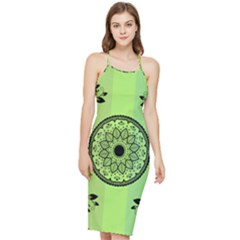 Green Grid Cute Flower Mandala Bodycon Cross Back Summer Dress by Magicworlddreamarts1