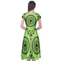 Green Grid Cute Flower Mandala Cap Sleeve Wrap Front Dress View2