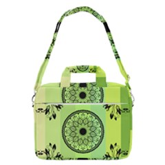 Green Grid Cute Flower Mandala Macbook Pro Shoulder Laptop Bag  by Magicworlddreamarts1