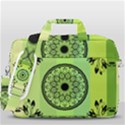 Green Grid Cute Flower Mandala MacBook Pro Shoulder Laptop Bag (Large) View3