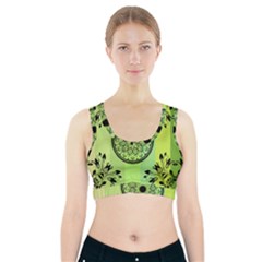 Green Grid Cute Flower Mandala Sports Bra With Pocket by Magicworlddreamarts1