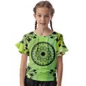 Green Grid Cute Flower Mandala Kids  Cut Out Flutter Sleeves View1