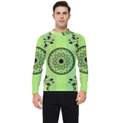 Green Grid Cute Flower Mandala Men s Long Sleeve Rash Guard