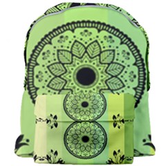 Green Grid Cute Flower Mandala Giant Full Print Backpack by Magicworlddreamarts1