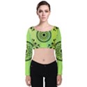 Green Grid Cute Flower Mandala Velvet Long Sleeve Crop Top View1