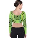 Green Grid Cute Flower Mandala Velvet Long Sleeve Crop Top View2