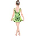 Green Grid Cute Flower Mandala Kids  Skater Dress Swimsuit View2