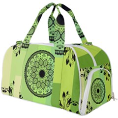 Green Grid Cute Flower Mandala Burner Gym Duffel Bag