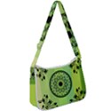 Green Grid Cute Flower Mandala Zip Up Shoulder Bag View1