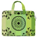 Green Grid Cute Flower Mandala MacBook Pro Double Pocket Laptop Bag (Large) View1