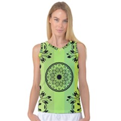 Green Grid Cute Flower Mandala Women s Basketball Tank Top by Magicworlddreamarts1