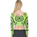 Green Grid Cute Flower Mandala Long Sleeve Crop Top View2