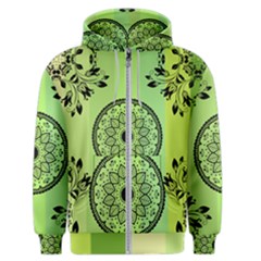 Green Grid Cute Flower Mandala Men s Zipper Hoodie by Magicworlddreamarts1