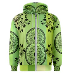 Green Grid Cute Flower Mandala Men s Zipper Hoodie by Magicworlddreamarts1