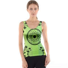 Green Grid Cute Flower Mandala Tank Top by Magicworlddreamarts1