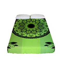 Green Grid Cute Flower Mandala Fitted Sheet (full/ Double Size) by Magicworlddreamarts1