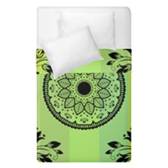 Green Grid Cute Flower Mandala Duvet Cover Double Side (single Size) by Magicworlddreamarts1