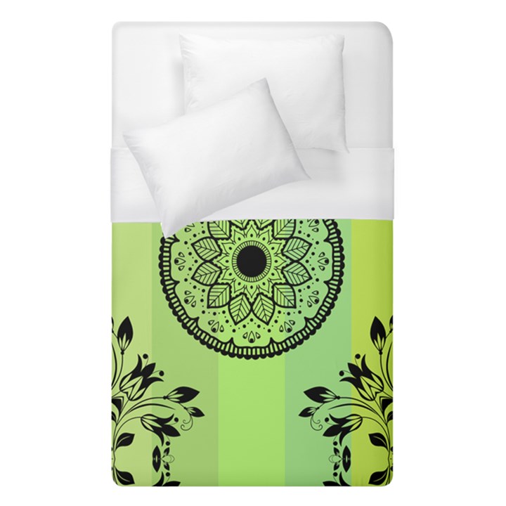 Green Grid Cute Flower Mandala Duvet Cover (Single Size)