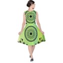 Green Grid Cute Flower Mandala V-Neck Midi Sleeveless Dress  View2