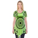 Green Grid Cute Flower Mandala Short Sleeve Tunic  View1