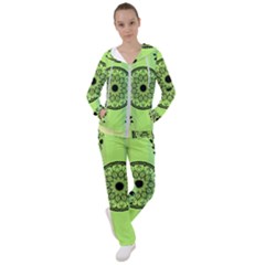 Green Grid Cute Flower Mandala Women s Tracksuit by Magicworlddreamarts1