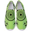 Green Grid Cute Flower Mandala Men s Slip On Sneakers View1