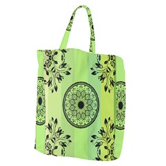 Green Grid Cute Flower Mandala Giant Grocery Tote by Magicworlddreamarts1