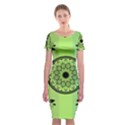 Green Grid Cute Flower Mandala Classic Short Sleeve Midi Dress View1