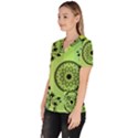 Green Grid Cute Flower Mandala Women s V-Neck Scrub Top View2