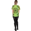 Green Grid Cute Flower Mandala Women s V-Neck Scrub Top View4