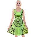 Green Grid Cute Flower Mandala Reversible Velvet Sleeveless Dress View1