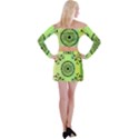 Green Grid Cute Flower Mandala Off Shoulder Top with Mini Skirt Set View2