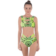 Green Grid Cute Flower Mandala Bandaged Up Bikini Set  by Magicworlddreamarts1