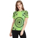 Green Grid Cute Flower Mandala Women s Short Sleeve Rash Guard View1