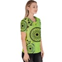 Green Grid Cute Flower Mandala Women s V-Neck Scrub Top View3