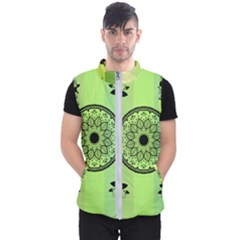 Green Grid Cute Flower Mandala Men s Puffer Vest