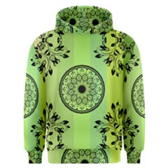 Green Grid Cute Flower Mandala Men s Overhead Hoodie