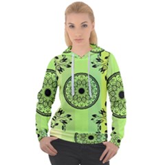 Green Grid Cute Flower Mandala Women s Overhead Hoodie