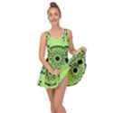 Green Grid Cute Flower Mandala Inside Out Casual Dress View3