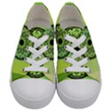 Green Grid Cute Flower Mandala Kids  Low Top Canvas Sneakers View1