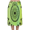 Green Grid Cute Flower Mandala Velvet Flared Midi Skirt View1