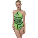 Green Grid Cute Flower Mandala Go with the Flow One Piece Swimsuit View1