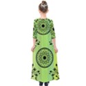 Green Grid Cute Flower Mandala Kids  Quarter Sleeve Maxi Dress View2