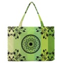 Green Grid Cute Flower Mandala Zipper Medium Tote Bag View1