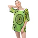 Green Grid Cute Flower Mandala Oversized Chiffon Top View1